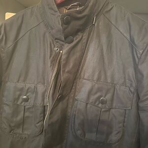 Men's olive green jacket.